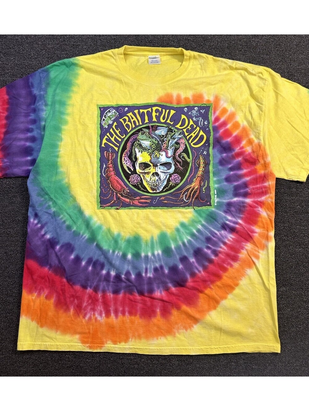 The Baitful Dead Tie Dye Shirt Ray Troll art parody tee 2XL